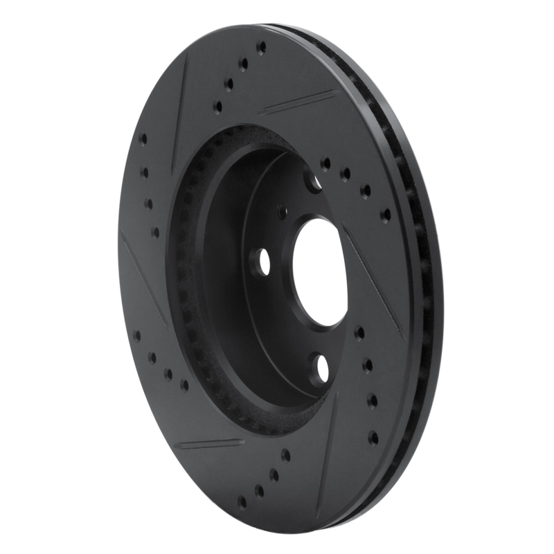 Scion iQ Brake Rotor (1) - Front Right - R1 Concepts - Drilled & Slotted - Black - `12-`15